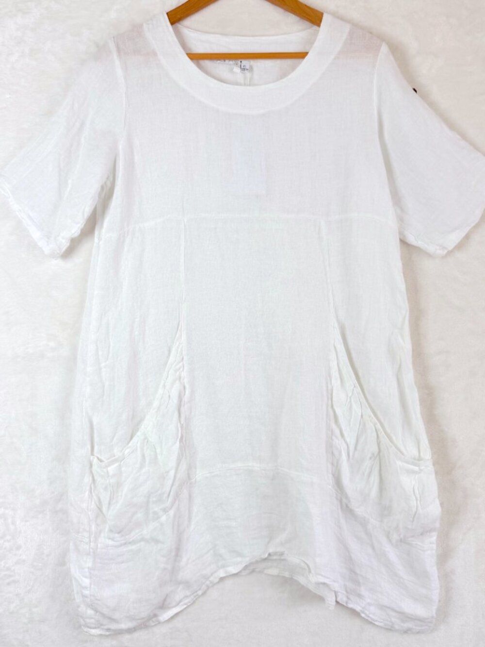 NEW VASNA Italy Linen Summer Lagenlook Lightweight Oversized Shirt Dress S P